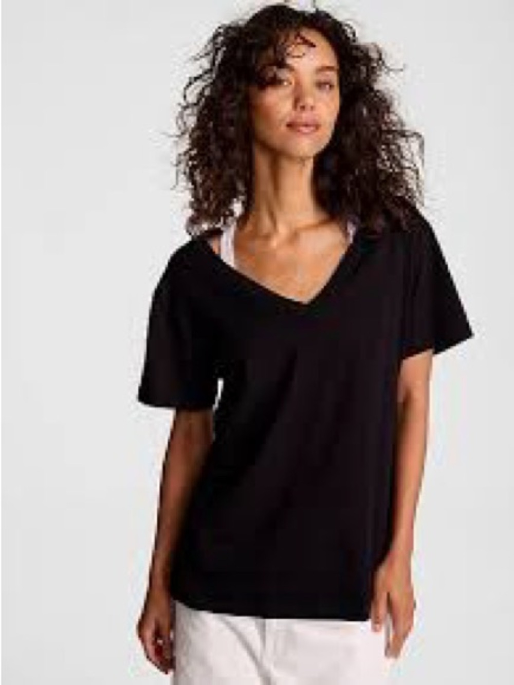 Victoria's Secret Black V-Neck Short Sleeve Tee